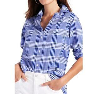 GRAYSON The Hero Button Up Washed Plaid Shirt Blue